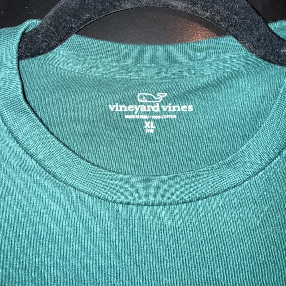 Vineyard Vines Forest Green football Long-Sleeve Pocket Tee with Sleeve Logo - Picture 3 of 3